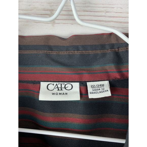 Cato‎ Button front shirt Woman 22W/24W Long Sleeve Striped Casual - Picture 3 of 6